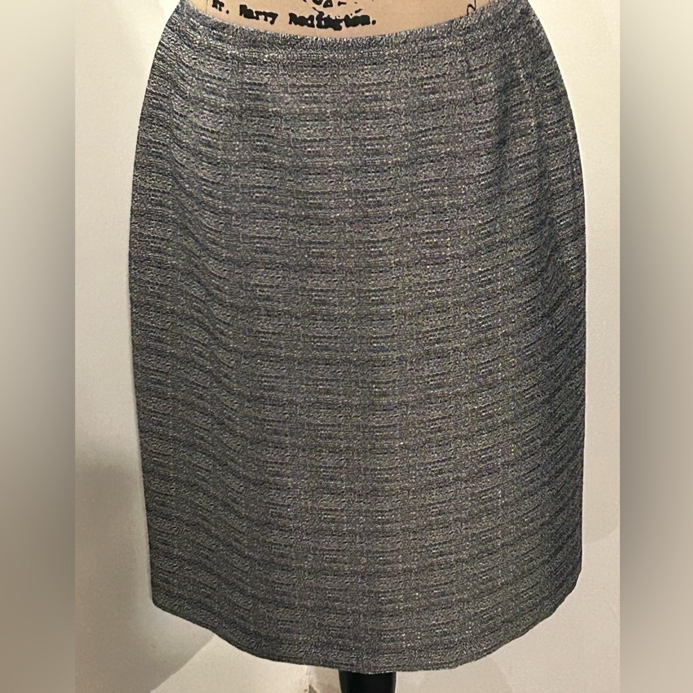 Le Suit blue with a sparkly silver tweed lined pencil skirt 10P.
